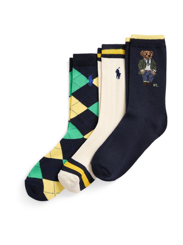 Polo Ralph Lauren Polo Ralph Lauren Къси чорапи 'AIP BOYBEAR'  бежово / нейви синьо / жълто / зелено