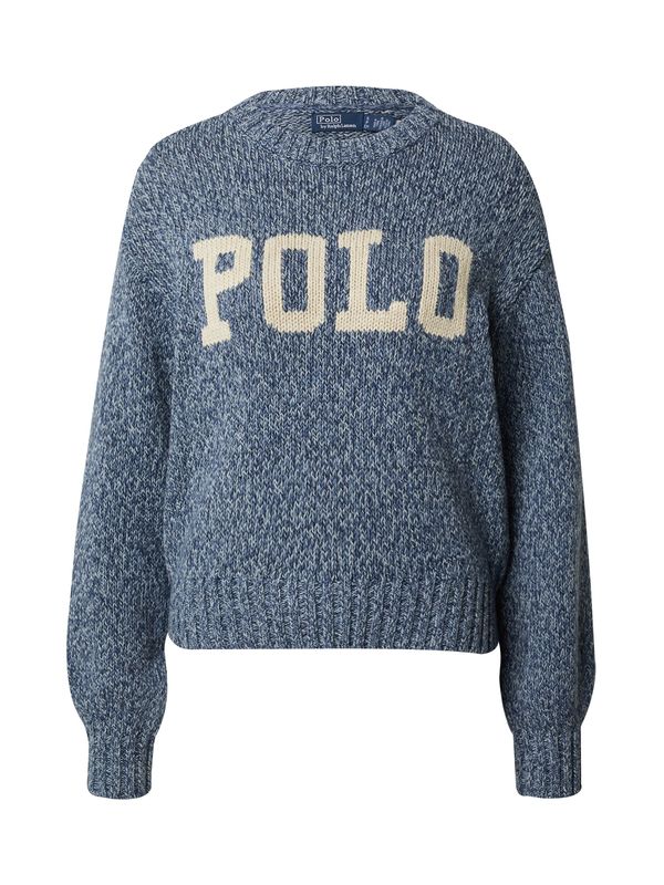 Polo Ralph Lauren Polo Ralph Lauren Пуловер 'INTSA'  синьо меланж / бял памук