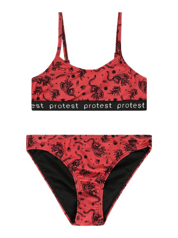 PROTEST PROTEST Спортна плажна мода 'DENIES'  бургундово червено / черно / бяло