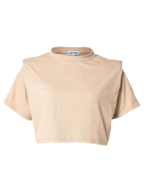 Public Desire Public Desire Тениска 'AMBER'  светлокафяво / бяло