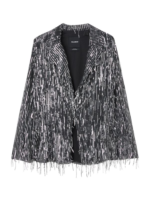 Pull&Bear Pull&Bear Блейзър  тъмносиво / сребърно