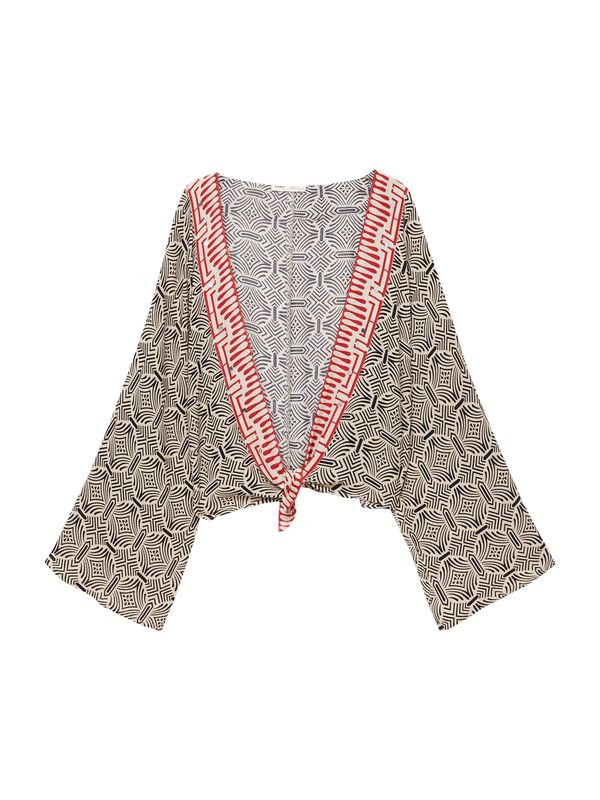 Pull&Bear Pull&Bear Блуза  кремаво / боровинка / огнено червено / черно