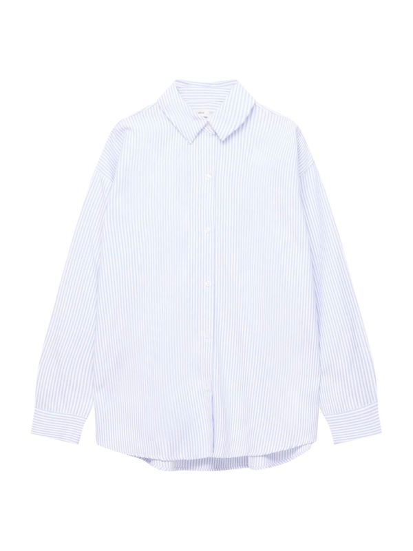 Pull&Bear Pull&Bear Блуза  опушено синьо / бяло