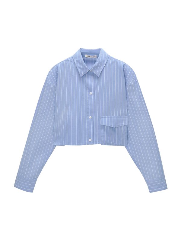 Pull&Bear Pull&Bear Блуза  светлосиньо / бяло