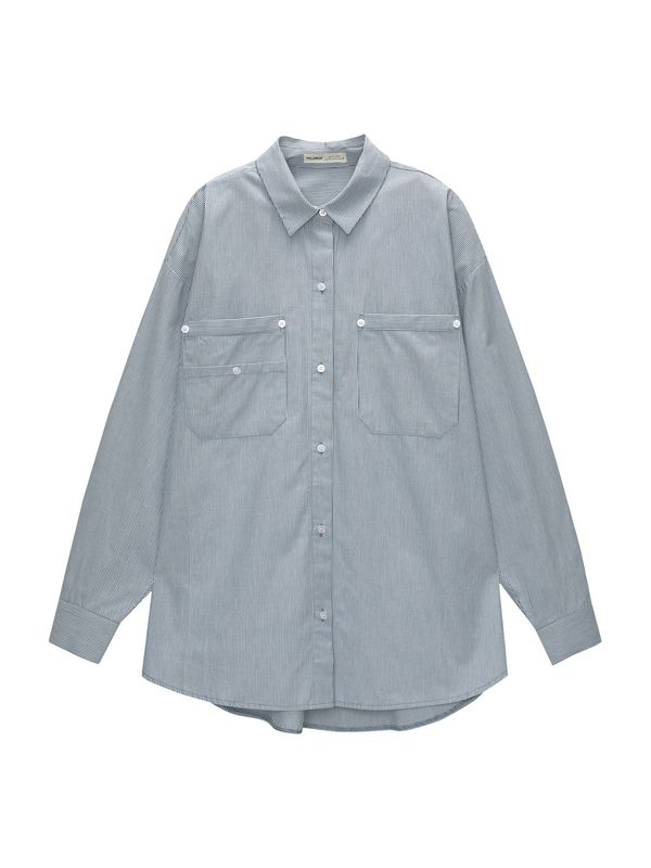 Pull&Bear Pull&Bear Блуза  светлосиньо / бяло