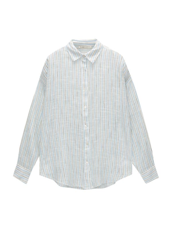 Pull&Bear Pull&Bear Блуза  светлосиньо / черно / бяло