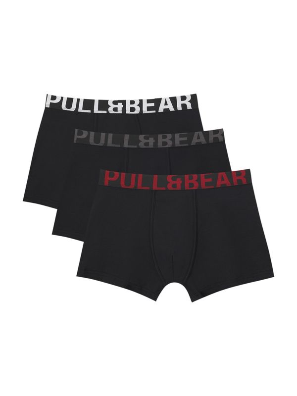 Pull&Bear Pull&Bear Боксерки  сиво / рубинено червено / черно / бяло