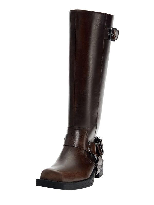 Pull&Bear Pull&Bear Ботуши  тъмнокафяво / сребърно