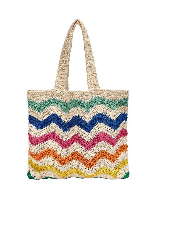 Pull&Bear Pull&Bear "Чанта тип ""Shopper"""  цвят "пясък" / синьо / тюркоазен / жълто