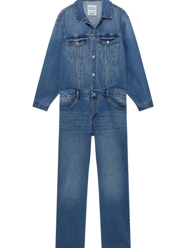 Pull&Bear Pull&Bear Гащеризон  син деним