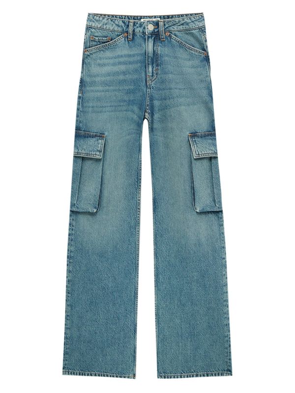 Pull&Bear Pull&Bear Карго дънки  син деним