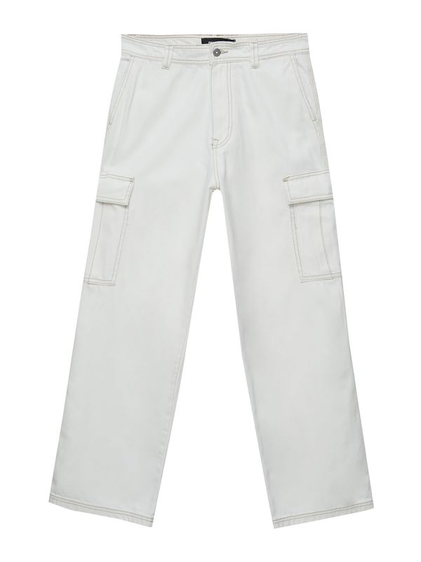 Pull&Bear Pull&Bear Карго панталон  бяло