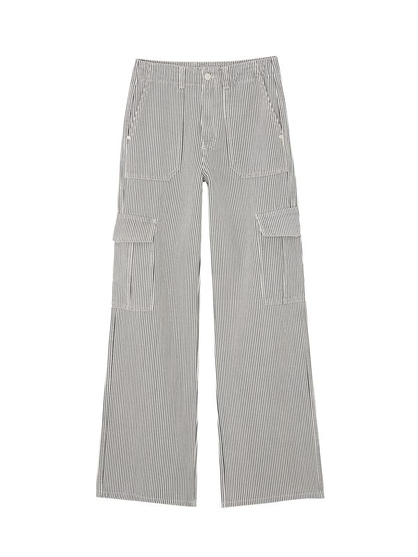 Pull&Bear Pull&Bear Карго панталон  екрю / черно