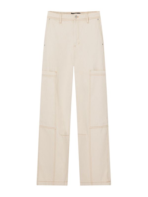 Pull&Bear Pull&Bear Карго панталон  мръсно бяло