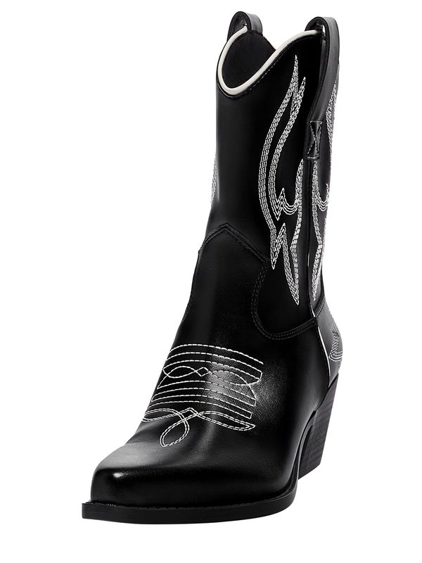 Pull&Bear Pull&Bear Каубойски ботуши  черно / бяло