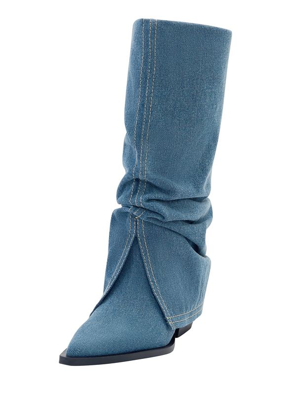 Pull&Bear Pull&Bear Каубойски ботуши  син деним