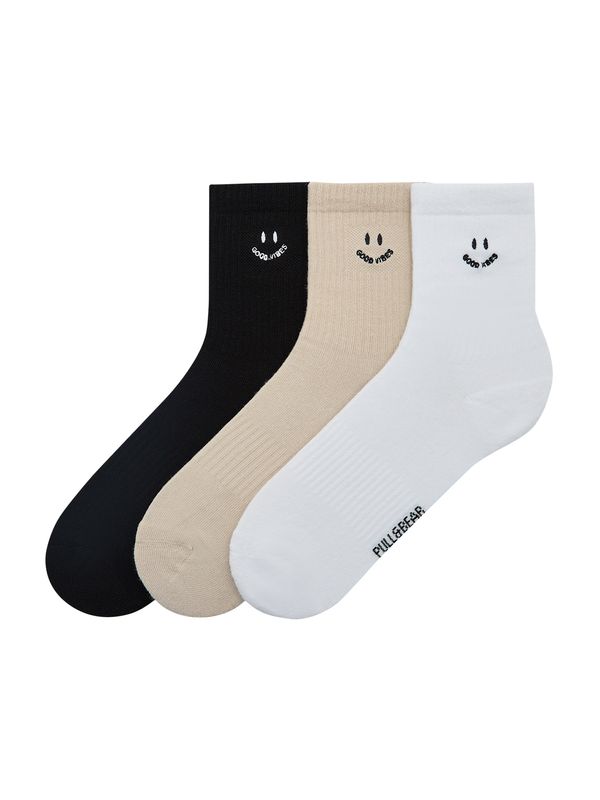 Pull&Bear Pull&Bear Къси чорапи  бежово / черно / бяло
