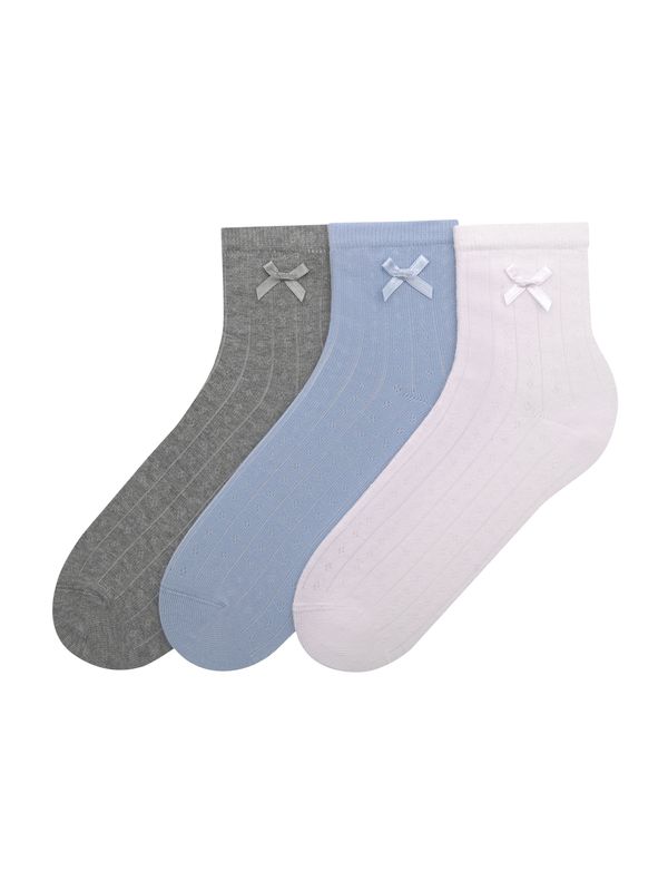 Pull&Bear Pull&Bear Къси чорапи  небесносиньо / сиво / мръсно бяло