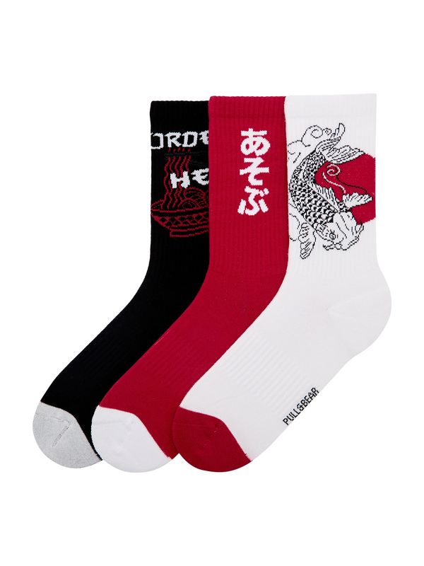 Pull&Bear Pull&Bear Къси чорапи  огнено червено / черно / бяло