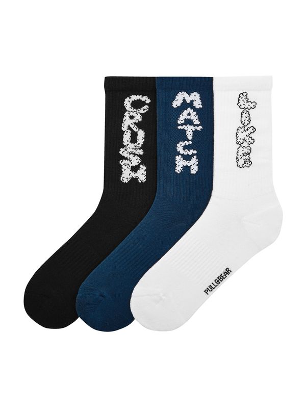 Pull&Bear Pull&Bear Къси чорапи  петрол / черно / бяло