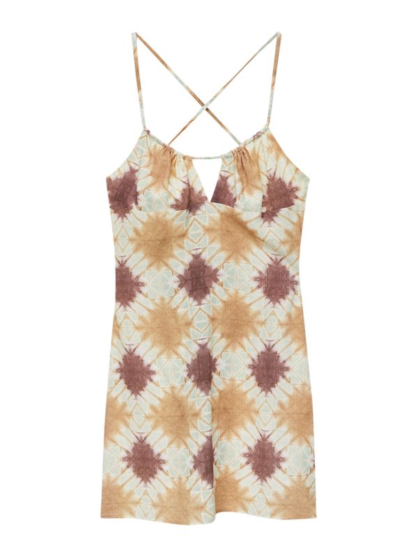 Pull&Bear Pull&Bear Лятна рокля  кафяво / горчица / пастелно жълто