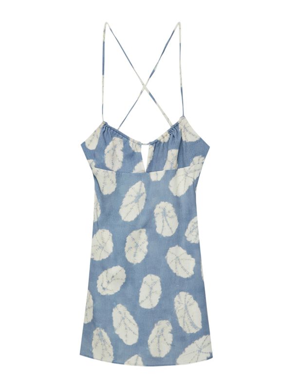 Pull&Bear Pull&Bear Лятна рокля  опушено синьо / бяло