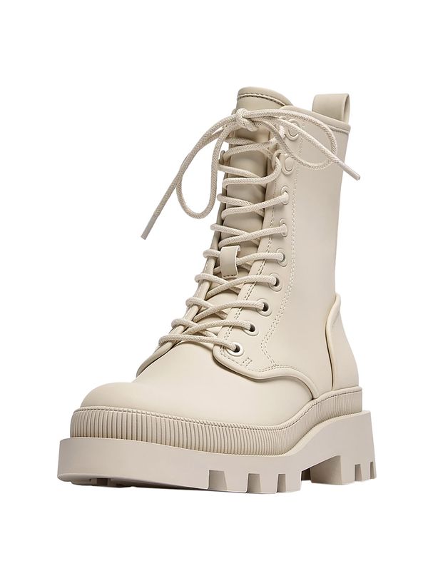 Pull&Bear Pull&Bear Ниски ботуши с връзки  екрю