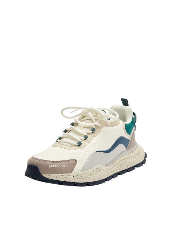 Pull&Bear Pull&Bear Ниски маратонки  бежово / цвят "пясък" / опал / нефритено зелено