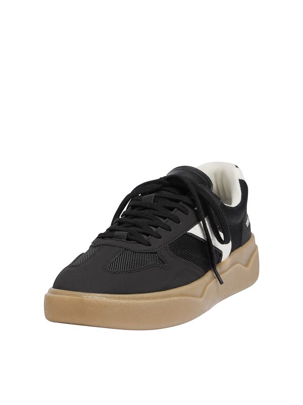 Pull&Bear Pull&Bear Ниски маратонки  черно / мръсно бяло