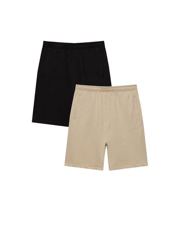 Pull&Bear Pull&Bear Панталон  бежово / черно