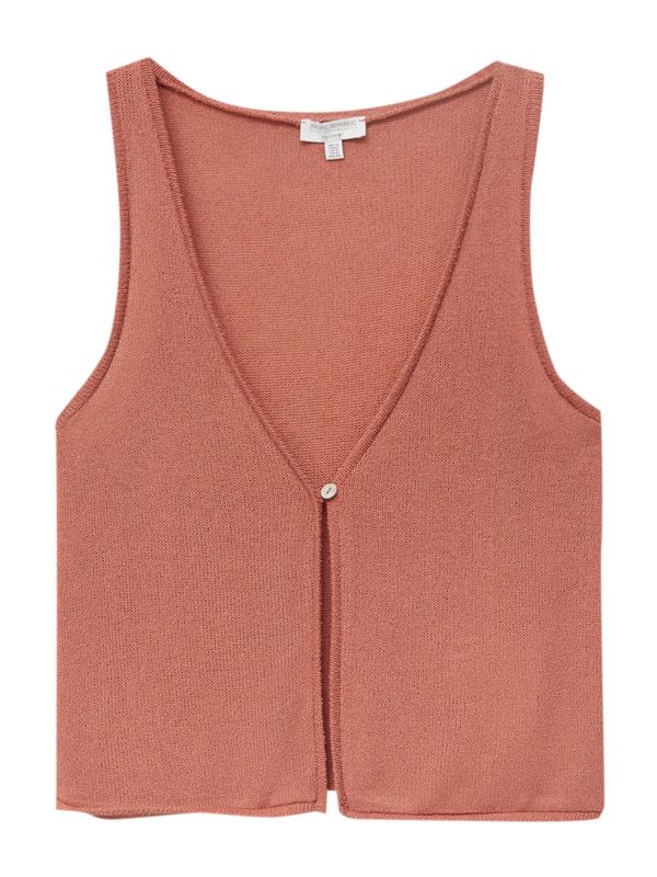 Pull&Bear Pull&Bear Плетен елек  тъмно коралово