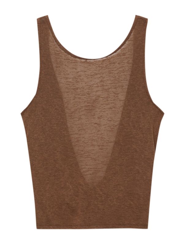 Pull&Bear Pull&Bear Плетен топ  кафяво