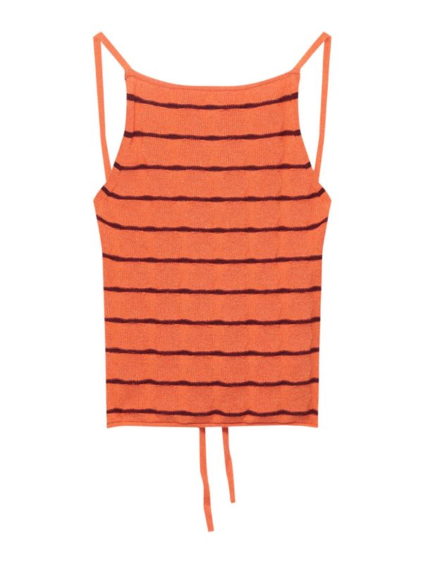 Pull&Bear Pull&Bear Плетен топ  кафяво / оранжево