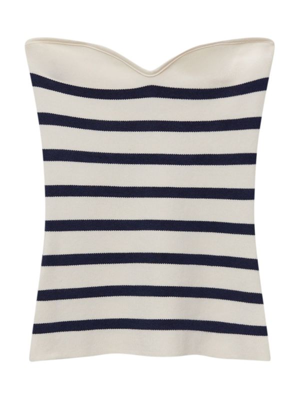 Pull&Bear Pull&Bear Плетен топ  нейви синьо / естествено бяло