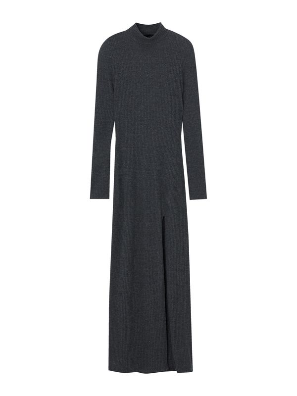 Pull&Bear Pull&Bear Плетена рокля  антрацитно черно