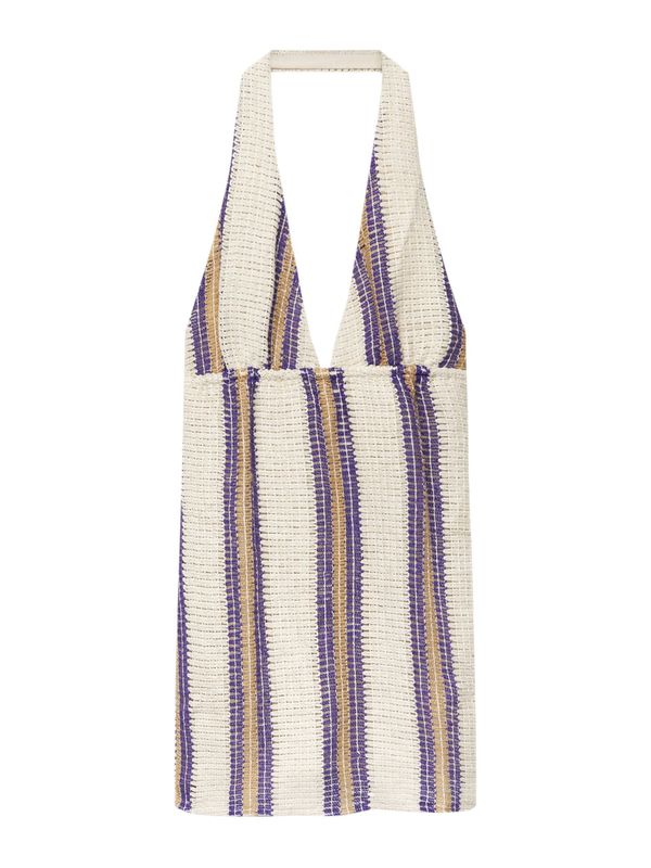 Pull&Bear Pull&Bear Плетена рокля  бежово / индиго / бяло