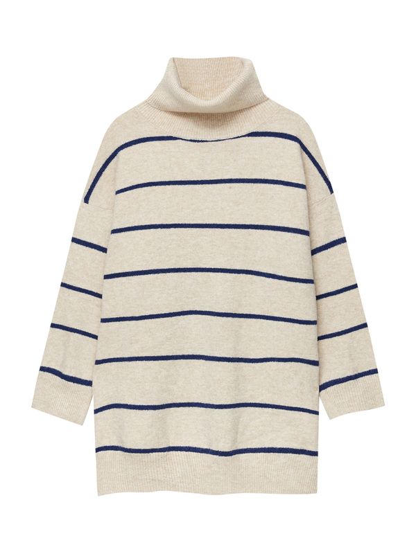 Pull&Bear Pull&Bear Плетена рокля  бежово / нейви синьо