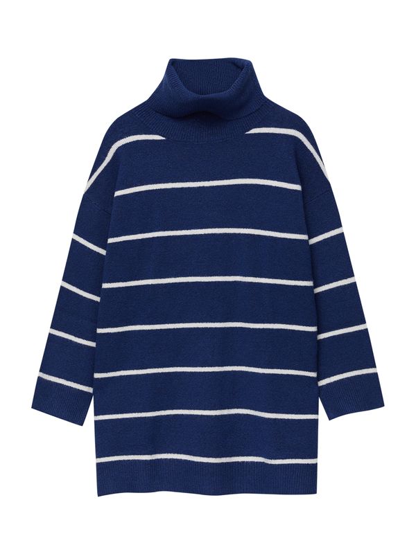 Pull&Bear Pull&Bear Плетена рокля  нейви синьо / мръсно бяло