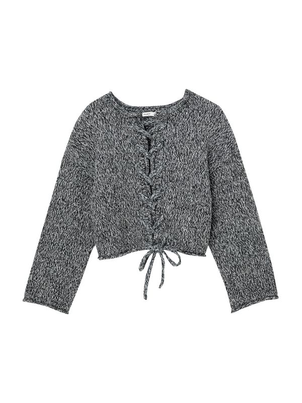 Pull&Bear Pull&Bear Плетена жилетка  черен меланж