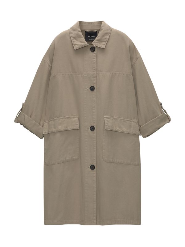 Pull&Bear Pull&Bear Преходно палто  тъмнобежово