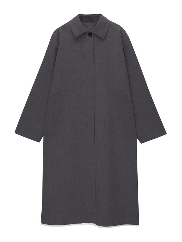 Pull&Bear Pull&Bear Преходно палто  тъмносиво / мръсно бяло