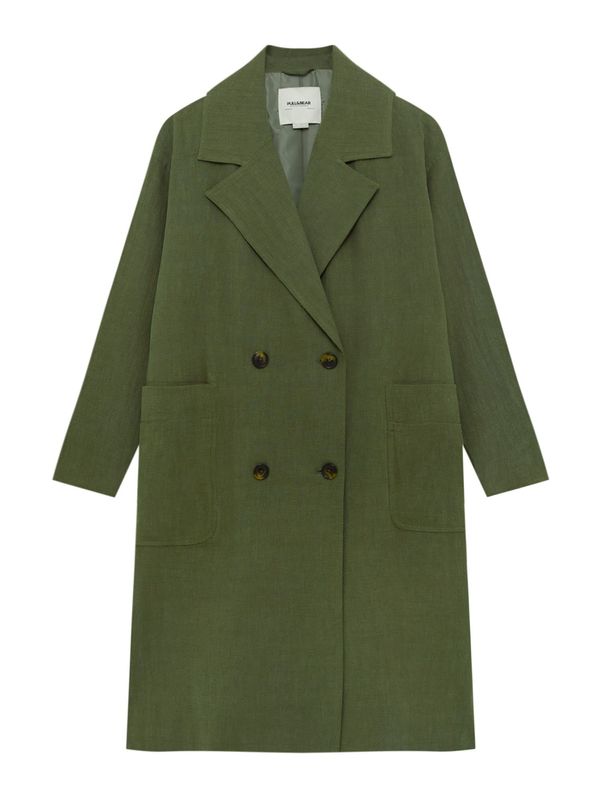 Pull&Bear Pull&Bear Преходно палто  тъмнозелено