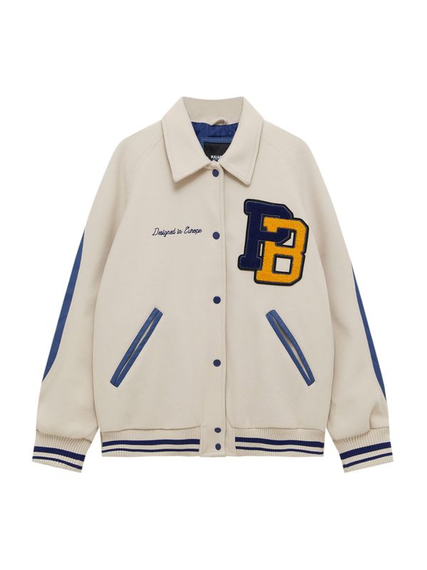 Pull&Bear Pull&Bear Преходно яке  бежово / нейви синьо / златистожълто