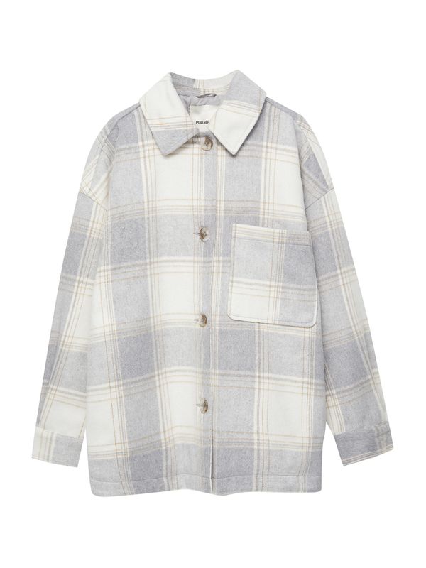 Pull&Bear Pull&Bear Преходно яке  брокат / сив меланж / бяло