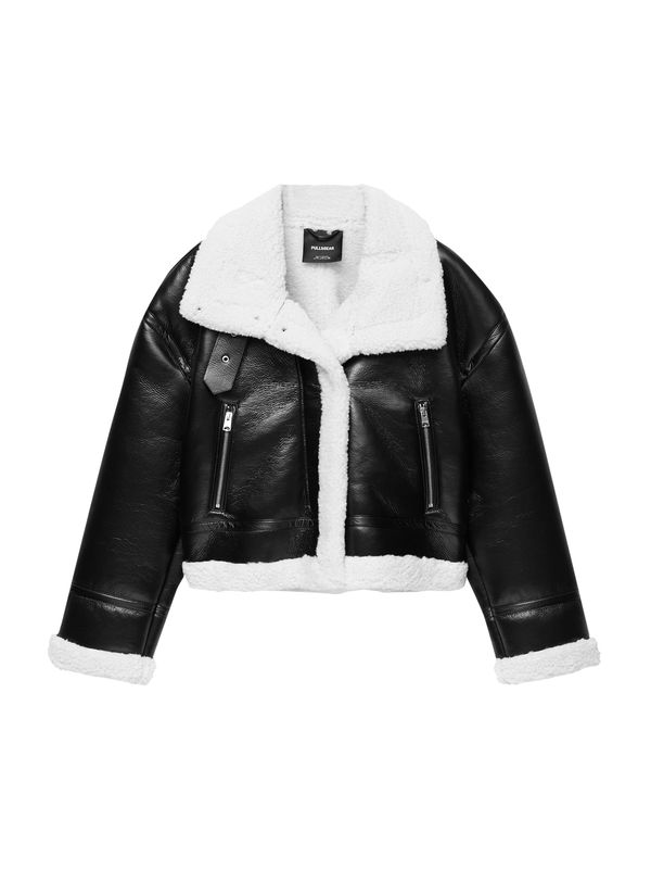 Pull&Bear Pull&Bear Преходно яке  черно / бяло