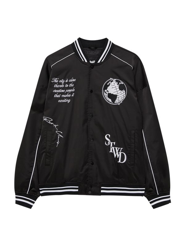 Pull&Bear Pull&Bear Преходно яке  черно / бяло