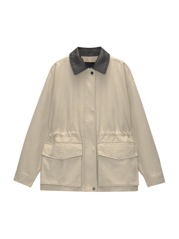 Pull&Bear Pull&Bear Преходно яке  цвят "пясък" / черно