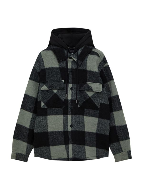 Pull&Bear Pull&Bear Преходно яке  опушено синьо / тъмносиво / черно