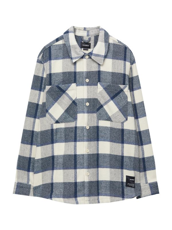 Pull&Bear Pull&Bear Преходно яке  синьо / светлосиво / бяло