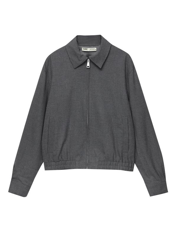 Pull&Bear Pull&Bear Преходно яке  сиво / бяло